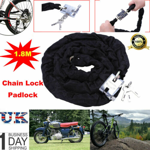 1.8M Heavy Duty Chain Lock Bike Bicycle Security Padlock Motorbike